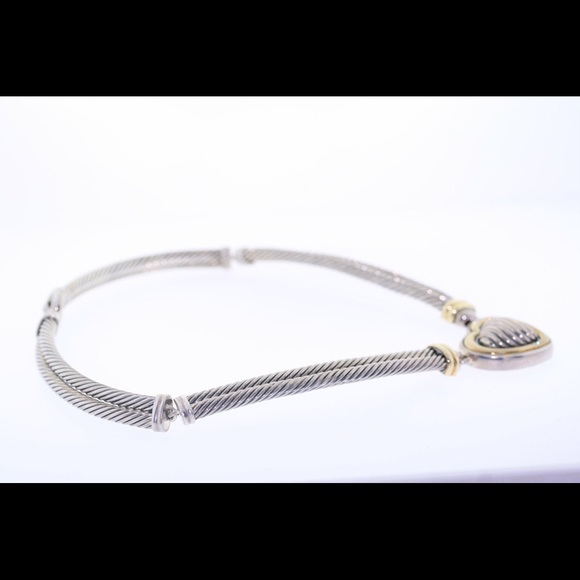 David Yurman 925 18k Cable Heart Necklace - Picture 9 of 10